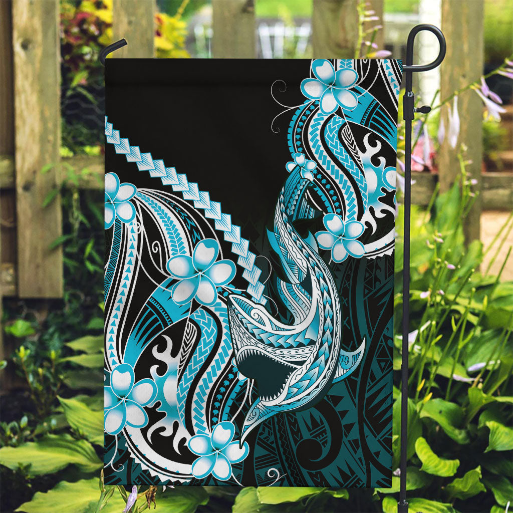 Blue Black Aloha Hawaii Garden Flag Polynesian Shark Tattoo Plumeria LT14 Garden Flag Blue - Polynesian Pride