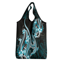 Blue Black Aloha Hawaii Grocery Bag Polynesian Shark Tattoo Plumeria LT14 - Polynesian Pride