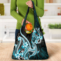 Blue Black Aloha Hawaii Grocery Bag Polynesian Shark Tattoo Plumeria LT14 - Polynesian Pride