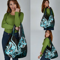 Blue Black Aloha Hawaii Grocery Bag Polynesian Shark Tattoo Plumeria LT14 - Polynesian Pride
