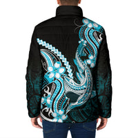Blue Black Aloha Hawaii Padded Jacket Polynesian Shark Tattoo Plumeria LT14 - Polynesian Pride