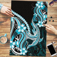 Blue Black Aloha Hawaii Puzzle Polynesian Shark Tattoo Plumeria LT14 Blue - Polynesian Pride