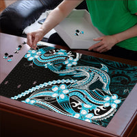 Blue Black Aloha Hawaii Puzzle Polynesian Shark Tattoo Plumeria LT14 - Polynesian Pride