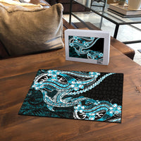 Blue Black Aloha Hawaii Puzzle Polynesian Shark Tattoo Plumeria LT14 - Polynesian Pride