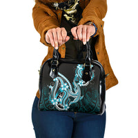 Blue Black Aloha Hawaii Shoulder Handbag Polynesian Shark Tattoo Plumeria LT14 One Size Blue - Polynesian Pride