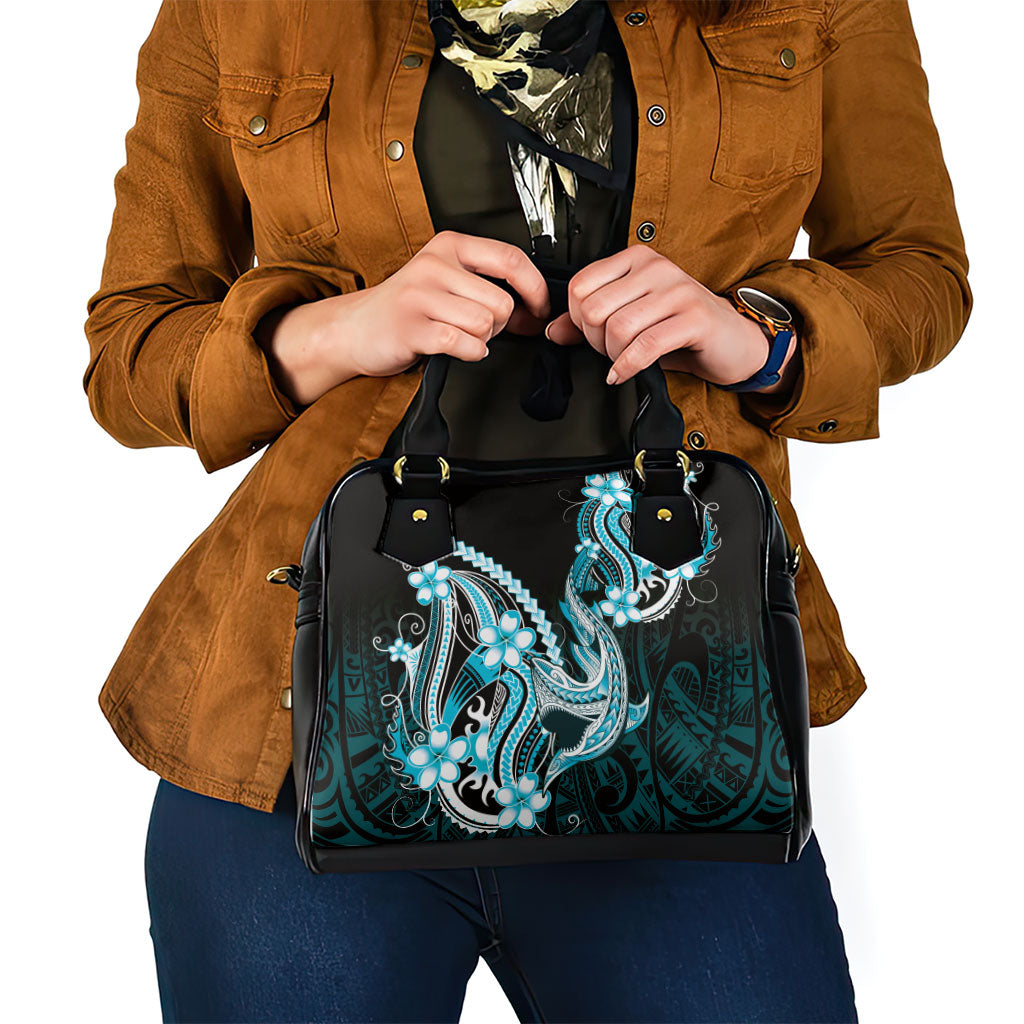 Blue Black Aloha Hawaii Shoulder Handbag Polynesian Shark Tattoo Plumeria LT14 - Polynesian Pride
