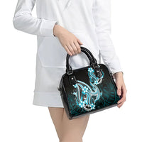 Blue Black Aloha Hawaii Shoulder Handbag Polynesian Shark Tattoo Plumeria LT14 - Polynesian Pride