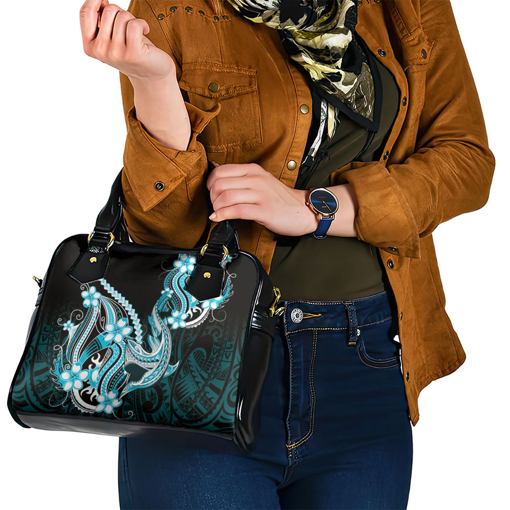 Blue Black Aloha Hawaii Shoulder Handbag Polynesian Shark Tattoo Plumeria LT14 - Polynesian Pride