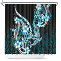 Blue Black Aloha Hawaii Shower Curtain Polynesian Shark Tattoo Plumeria LT14 Blue - Polynesian Pride