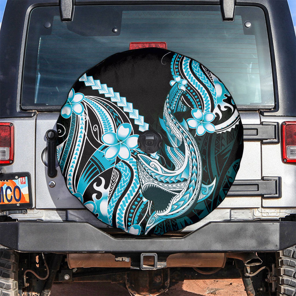 Blue Black Aloha Hawaii Spare Tire Cover Polynesian Shark Tattoo Plumeria LT14 Blue - Polynesian Pride