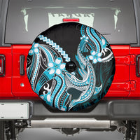 Blue Black Aloha Hawaii Spare Tire Cover Polynesian Shark Tattoo Plumeria LT14 - Polynesian Pride