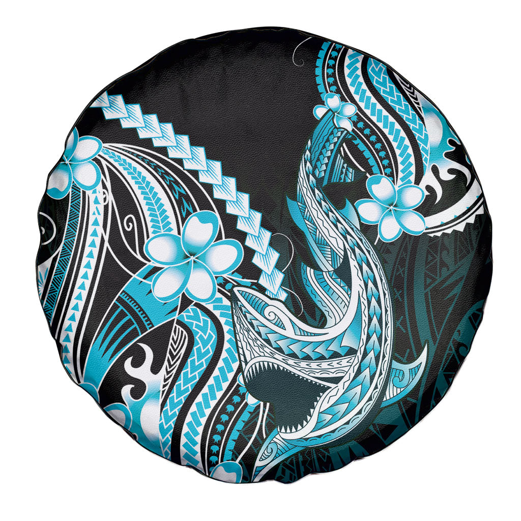Blue Black Aloha Hawaii Spare Tire Cover Polynesian Shark Tattoo Plumeria LT14 - Polynesian Pride