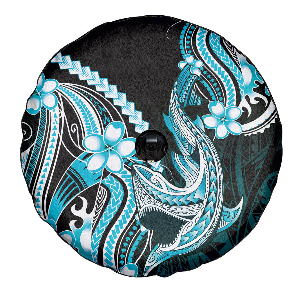 Blue Black Aloha Hawaii Spare Tire Cover Polynesian Shark Tattoo Plumeria LT14 - Polynesian Pride