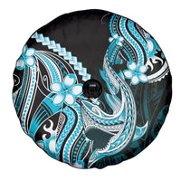 Blue Black Aloha Hawaii Spare Tire Cover Polynesian Shark Tattoo Plumeria LT14 - Polynesian Pride