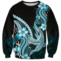 Blue Black Aloha Hawaii Sweatshirt Polynesian Shark Tattoo Plumeria LT14 Unisex Blue - Polynesian Pride