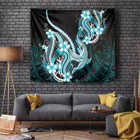 Blue Black Aloha Hawaii Tapestry Polynesian Shark Tattoo Plumeria LT14 Blue - Polynesian Pride