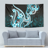 Blue Black Aloha Hawaii Tapestry Polynesian Shark Tattoo Plumeria LT14 - Polynesian Pride