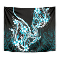 Blue Black Aloha Hawaii Tapestry Polynesian Shark Tattoo Plumeria LT14 - Polynesian Pride