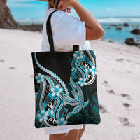 Blue Black Aloha Hawaii Tote Bag Polynesian Shark Tattoo Plumeria LT14 - Polynesian Pride