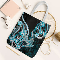 Blue Black Aloha Hawaii Tote Bag Polynesian Shark Tattoo Plumeria LT14 White Strap One Size Blue - Polynesian Pride