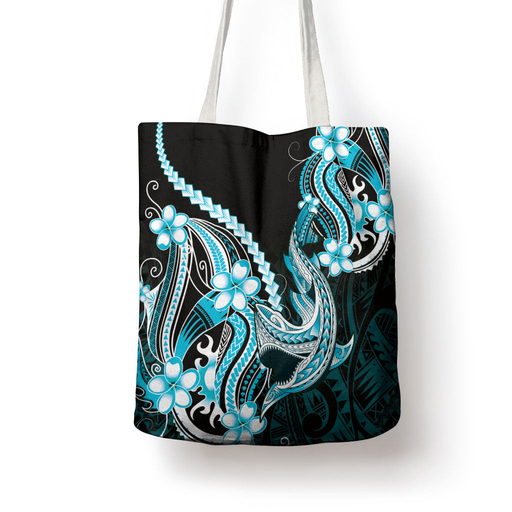 Blue Black Aloha Hawaii Tote Bag Polynesian Shark Tattoo Plumeria LT14 - Polynesian Pride