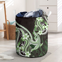 Green Black Aloha Hawaii Laundry Basket Polynesian Shark Tattoo Plumeria LT14 Green - Polynesian Pride