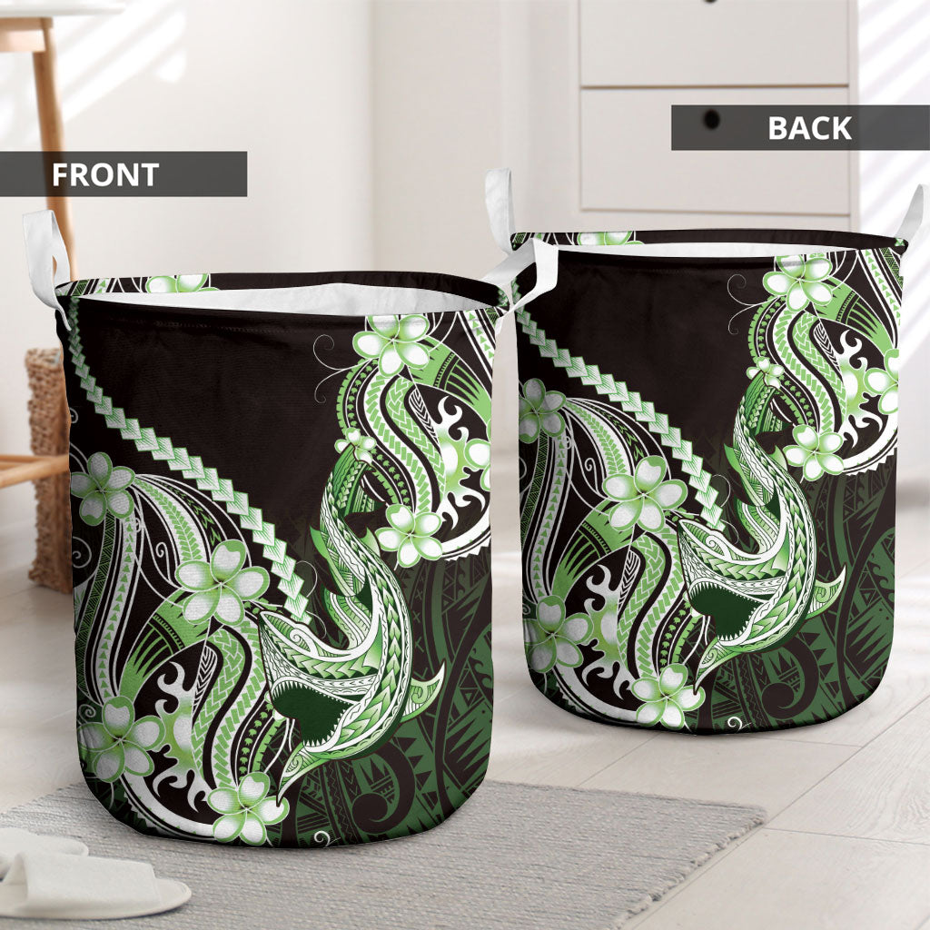 Green Black Aloha Hawaii Laundry Basket Polynesian Shark Tattoo Plumeria LT14 - Polynesian Pride