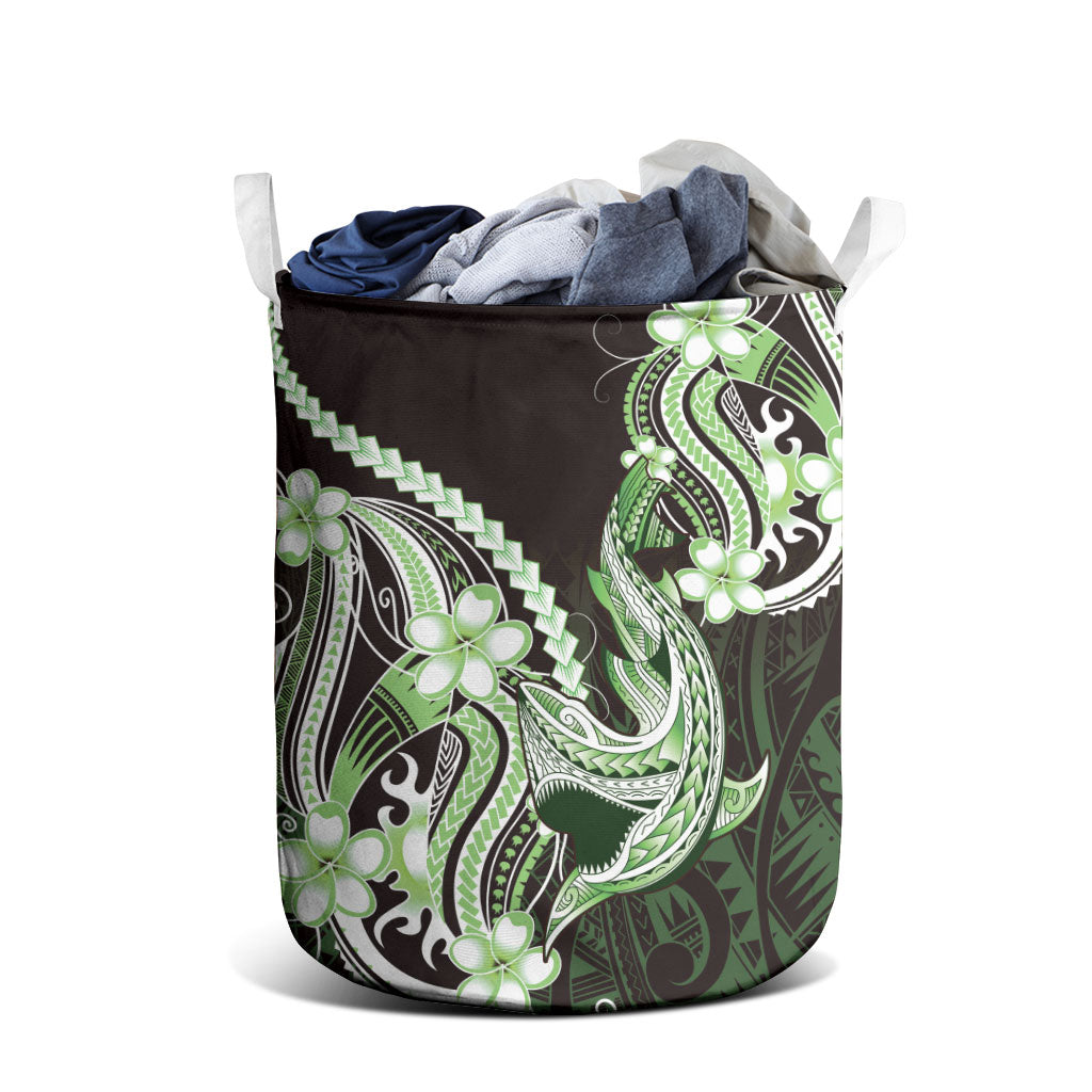Green Black Aloha Hawaii Laundry Basket Polynesian Shark Tattoo Plumeria LT14 - Polynesian Pride