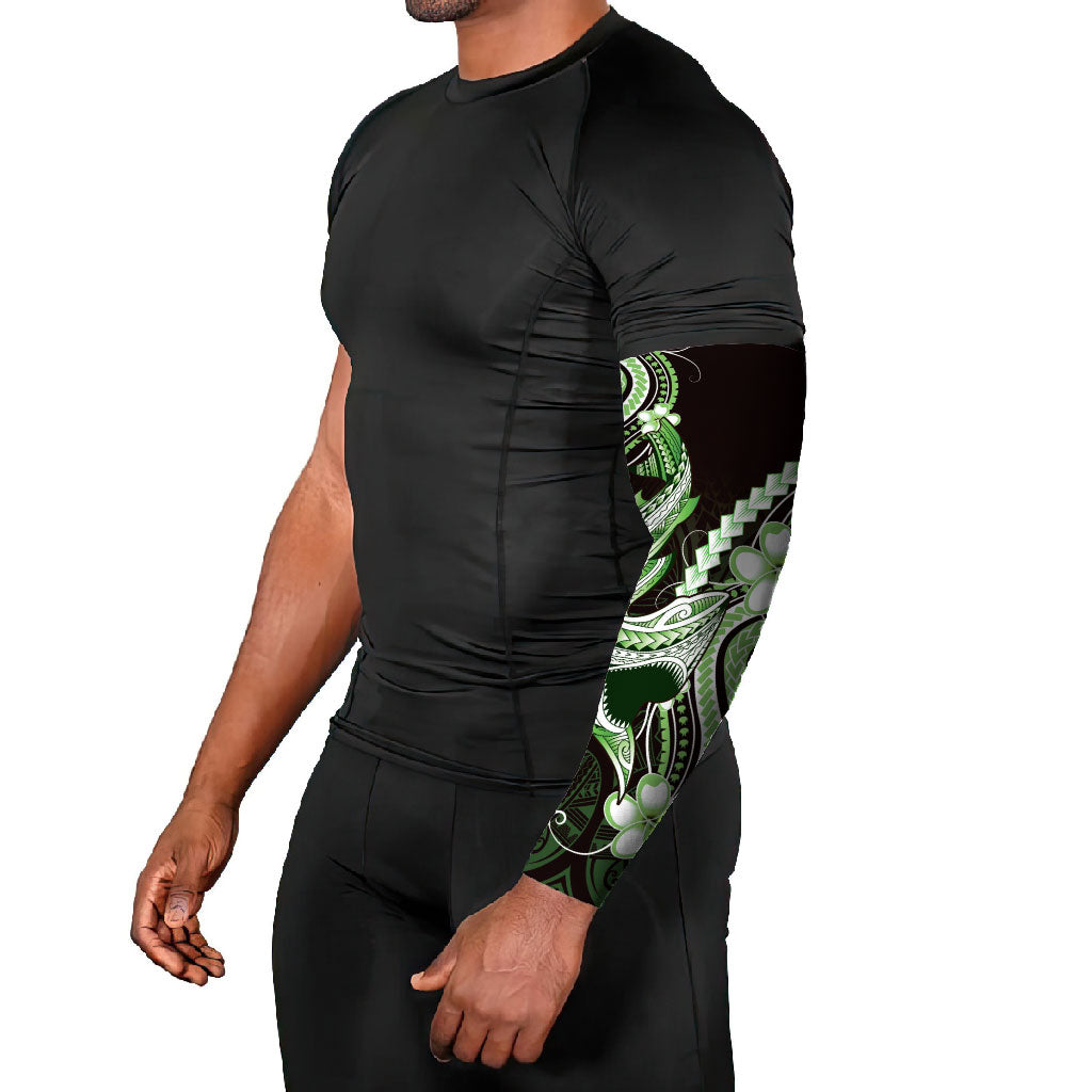 Green Black Aloha Hawaii Arm Sleeves Polynesian Shark Tattoo Plumeria LT14 - Polynesian Pride