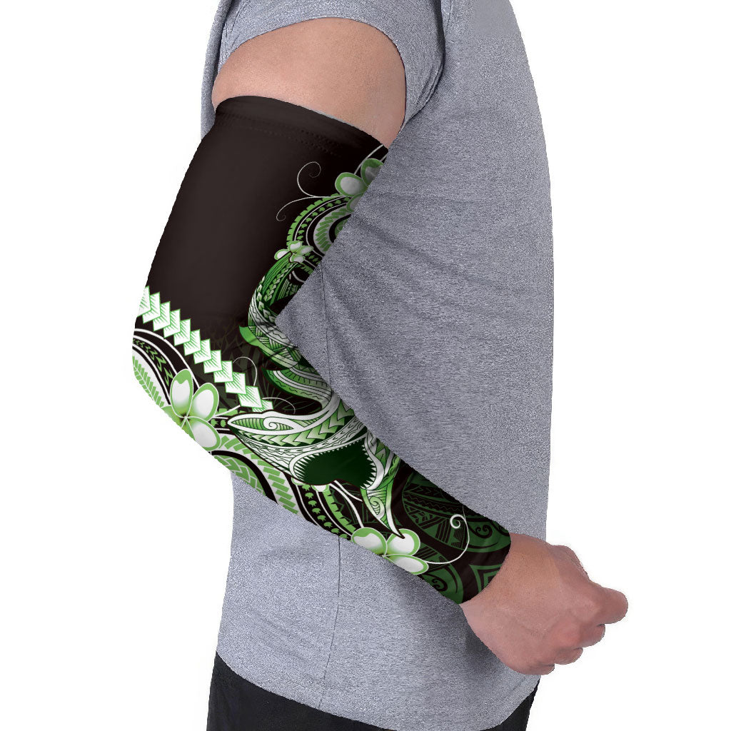 Green Black Aloha Hawaii Arm Sleeves Polynesian Shark Tattoo Plumeria LT14 - Polynesian Pride