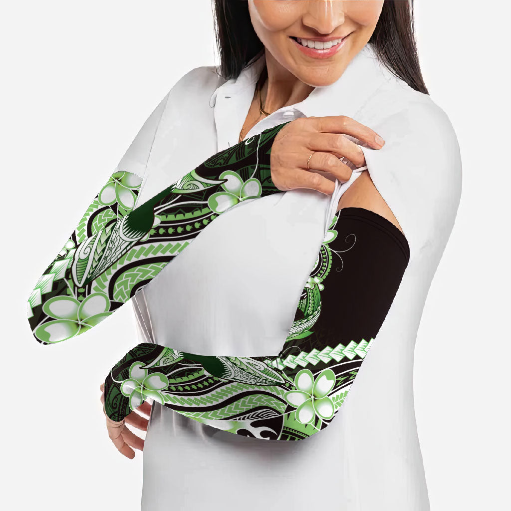 Green Black Aloha Hawaii Arm Sleeves Polynesian Shark Tattoo Plumeria LT14 - Polynesian Pride