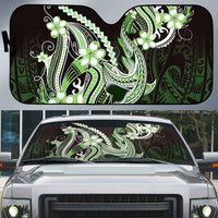 Green Black Aloha Hawaii Auto Sun Shade Polynesian Shark Tattoo Plumeria LT14 Green - Polynesian Pride