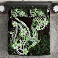 Green Black Aloha Hawaii Bedding Set Polynesian Shark Tattoo Plumeria LT14 Green - Polynesian Pride
