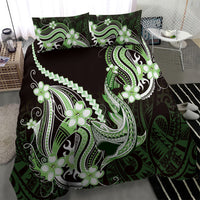 Green Black Aloha Hawaii Bedding Set Polynesian Shark Tattoo Plumeria LT14 - Polynesian Pride