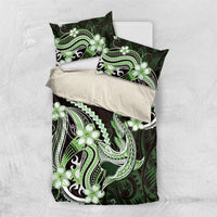 Green Black Aloha Hawaii Bedding Set Polynesian Shark Tattoo Plumeria LT14 US Twin 172cm x 218cm Green - Polynesian Pride