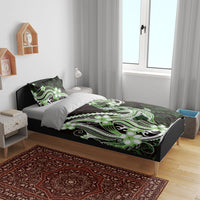 Green Black Aloha Hawaii Bedding Set Polynesian Shark Tattoo Plumeria LT14 - Polynesian Pride
