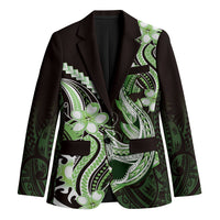 Green Black Aloha Hawaii Blazer Polynesian Shark Tattoo Plumeria LT14 Unisex Green - Polynesian Pride