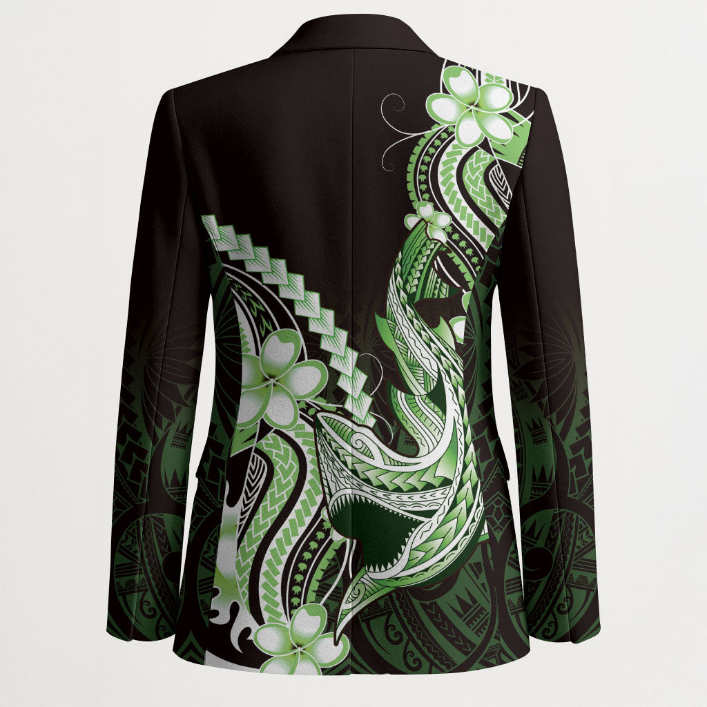 Green Black Aloha Hawaii Blazer Polynesian Shark Tattoo Plumeria LT14 - Polynesian Pride