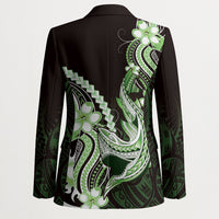 Green Black Aloha Hawaii Blazer Polynesian Shark Tattoo Plumeria LT14 - Polynesian Pride