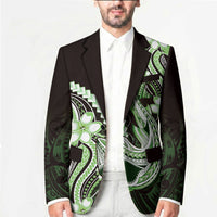 Green Black Aloha Hawaii Blazer Polynesian Shark Tattoo Plumeria LT14 - Polynesian Pride