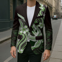 Green Black Aloha Hawaii Blazer Polynesian Shark Tattoo Plumeria LT14 - Polynesian Pride