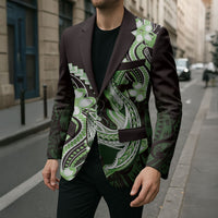 Green Black Aloha Hawaii Blazer Polynesian Shark Tattoo Plumeria LT14 - Polynesian Pride