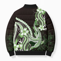 Green Black Aloha Hawaii Bomber Puffer Jacket Polynesian Shark Tattoo Plumeria LT14 - Polynesian Pride