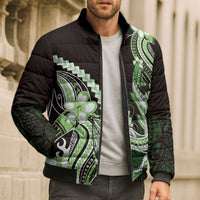 Green Black Aloha Hawaii Bomber Puffer Jacket Polynesian Shark Tattoo Plumeria LT14 - Polynesian Pride