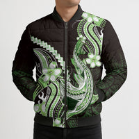 Green Black Aloha Hawaii Bomber Puffer Jacket Polynesian Shark Tattoo Plumeria LT14 - Polynesian Pride