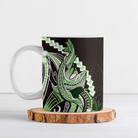 Green Black Aloha Hawaii Ceramic Mug Polynesian Shark Tattoo Plumeria LT14 Green - Polynesian Pride