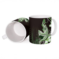 Green Black Aloha Hawaii Ceramic Mug Polynesian Shark Tattoo Plumeria LT14 - Polynesian Pride