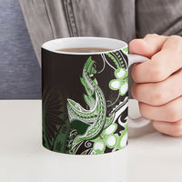 Green Black Aloha Hawaii Ceramic Mug Polynesian Shark Tattoo Plumeria LT14 - Polynesian Pride
