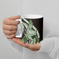 Green Black Aloha Hawaii Ceramic Mug Polynesian Shark Tattoo Plumeria LT14 - Polynesian Pride