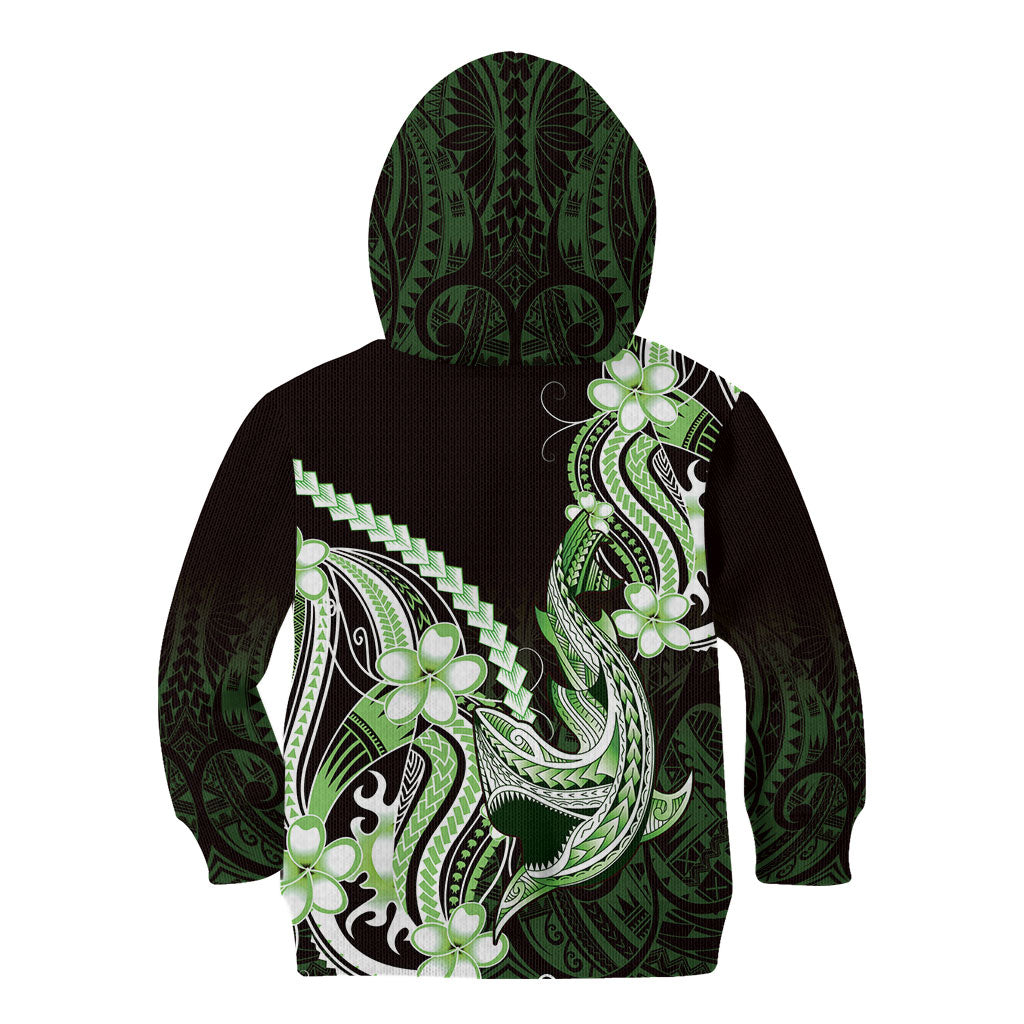 Green Black Aloha Hawaii Kid Hoodie Polynesian Shark Tattoo Plumeria LT14 - Polynesian Pride